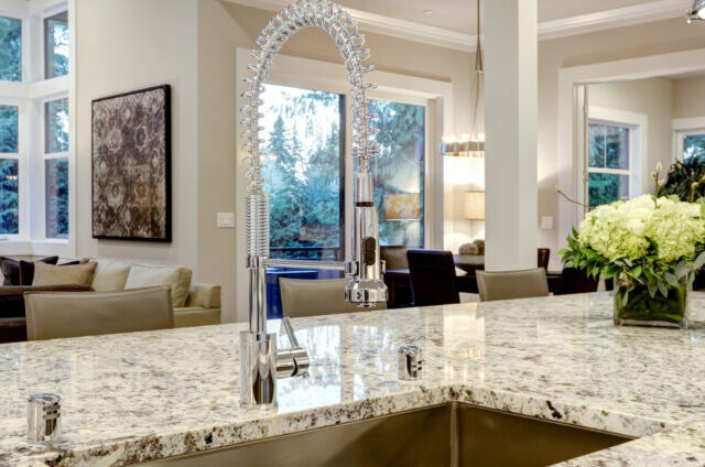 White kitchen design in new luxurious home